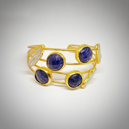Lapiz Lazuli & Water Pearl Turkish Bangle