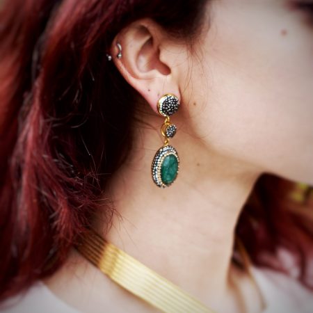 Emerald Long  Earrings