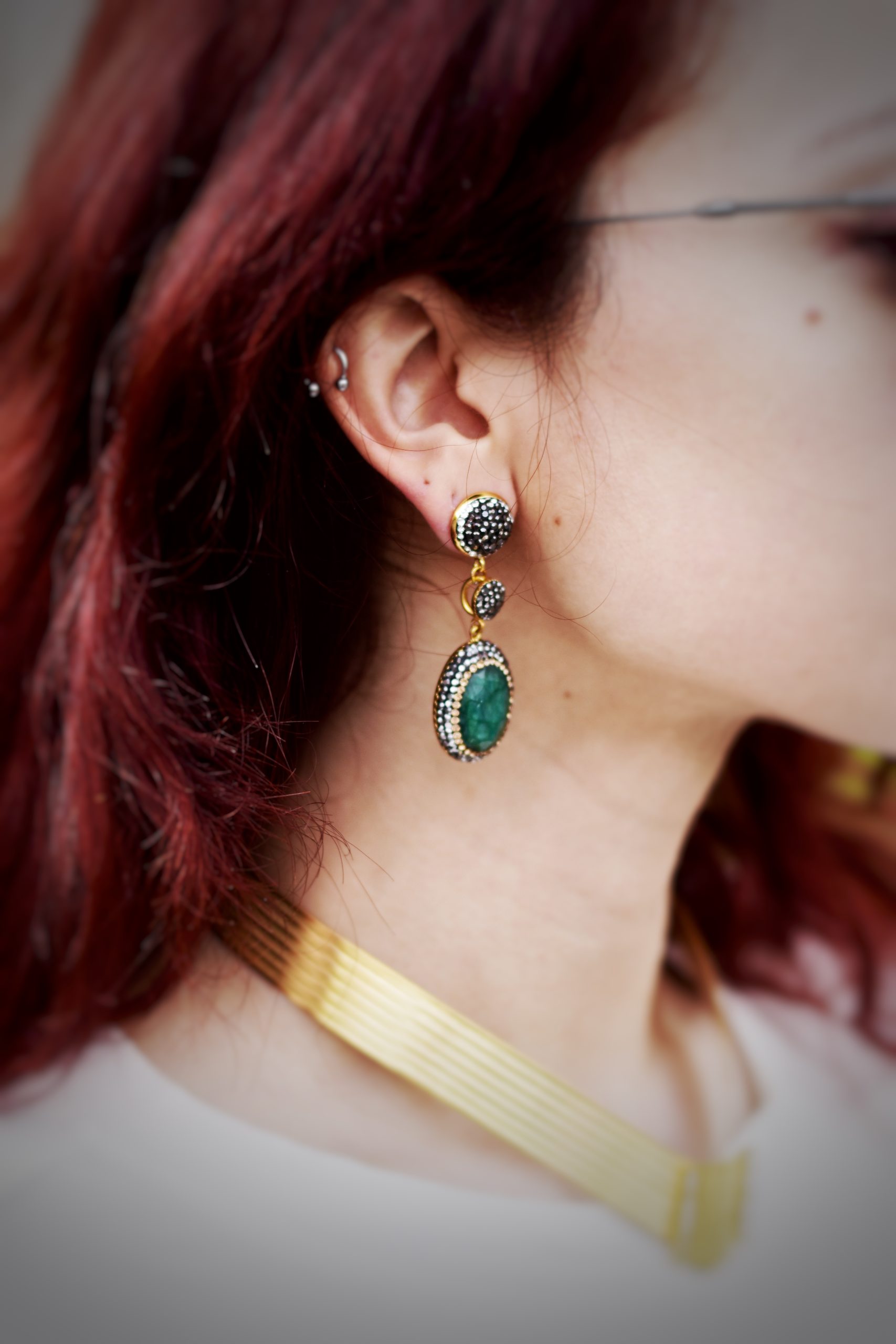 Emerald Long  Earrings