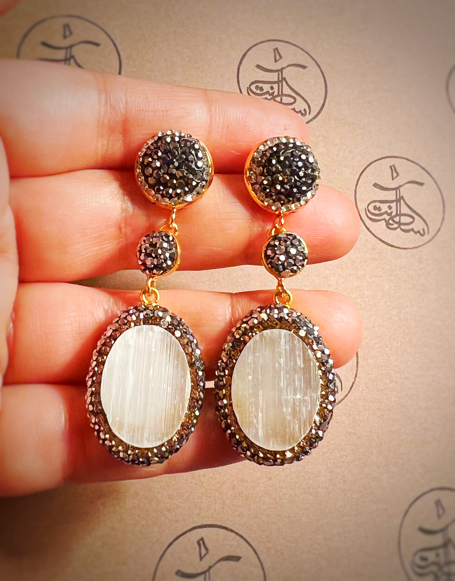 Halime Long Calcite Earrings