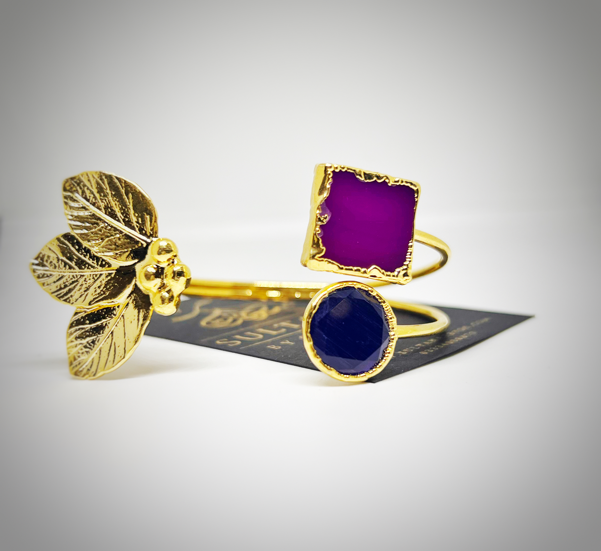 2 Stone Amethyst Bangle
