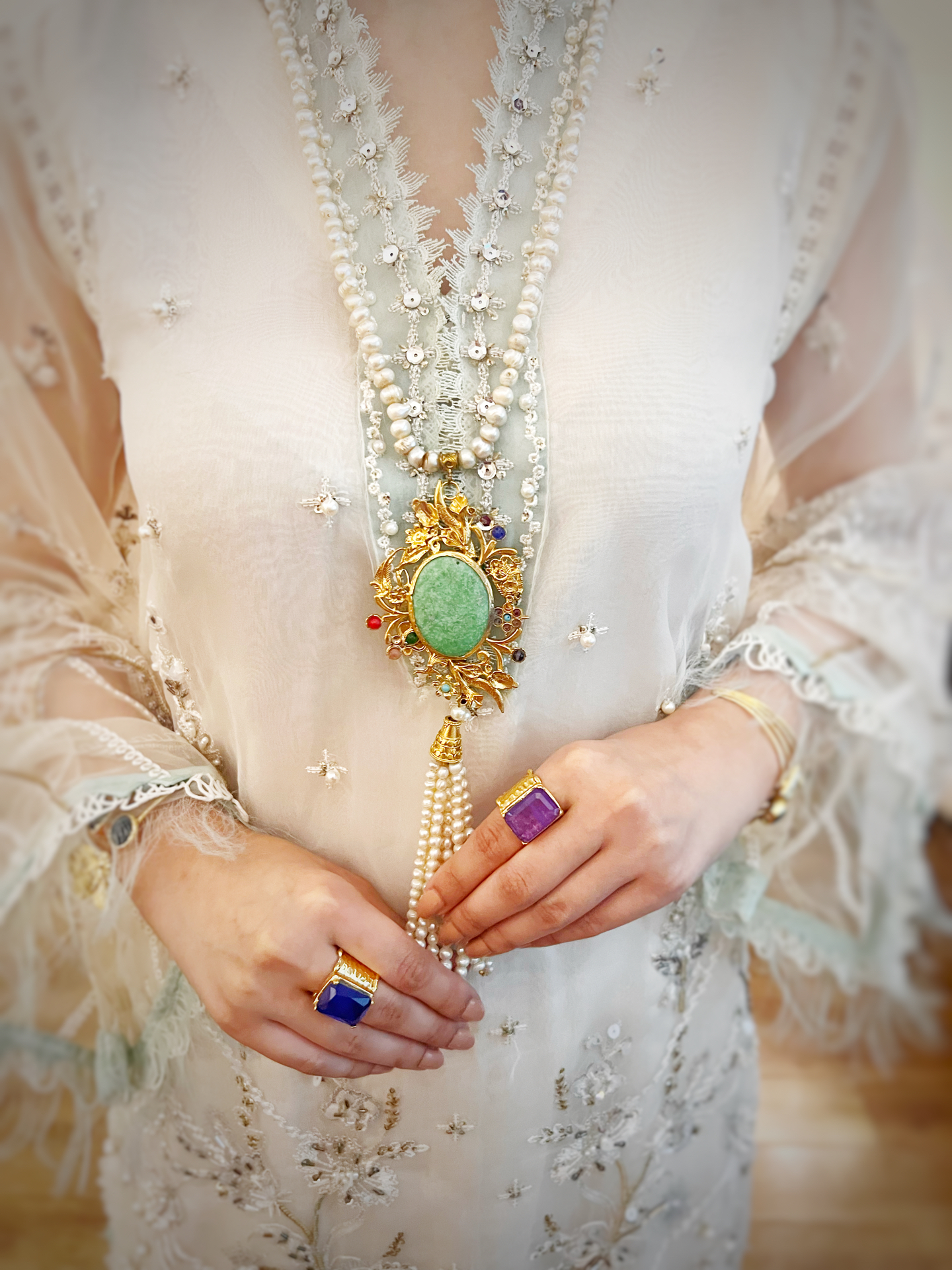 Aqua Feroza Pearl Necklace