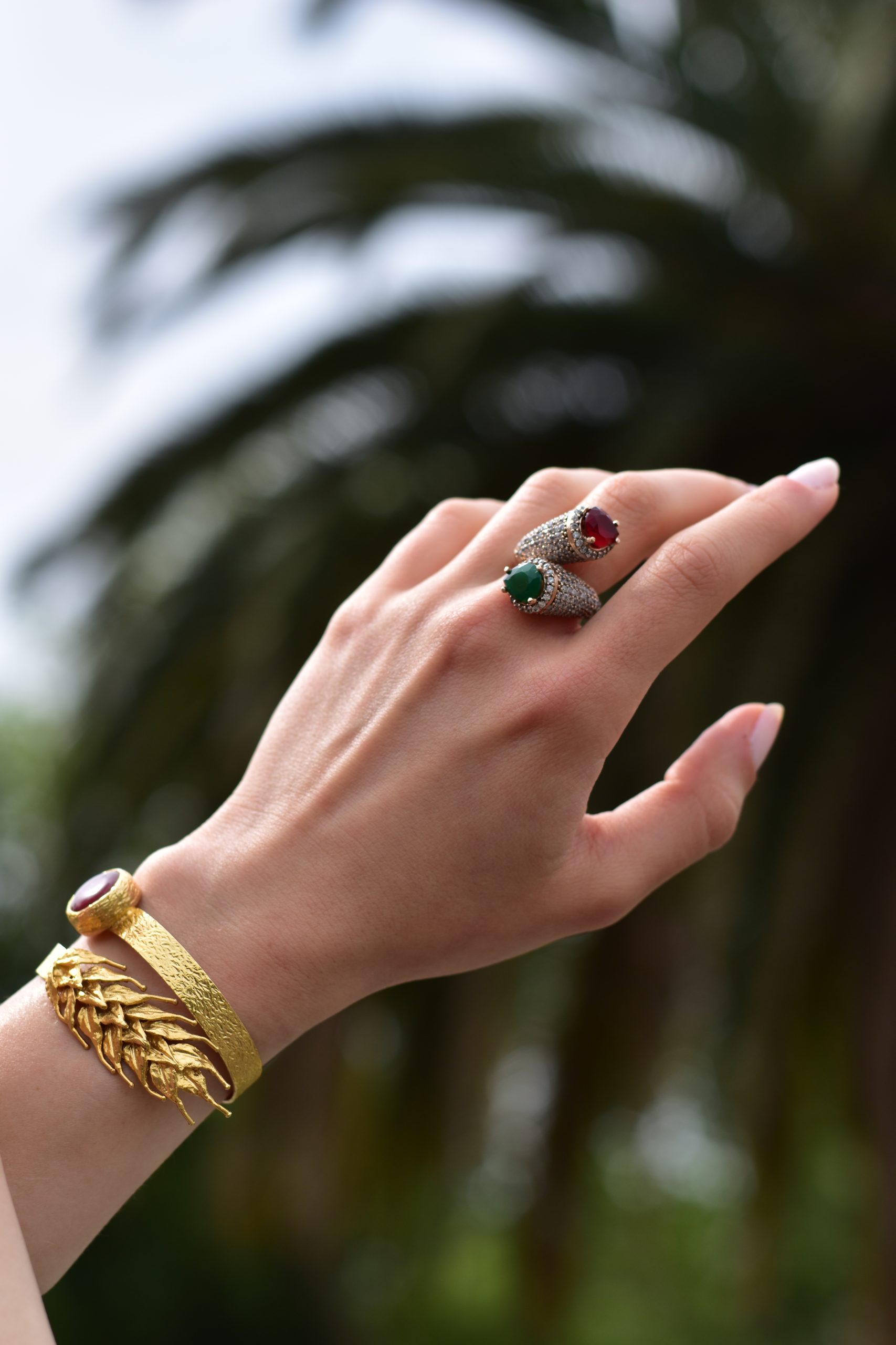 Ruby/ Emerald Oval Ottoman Ring