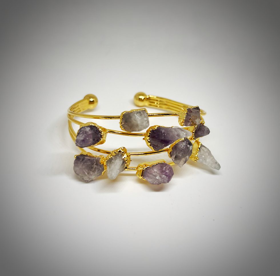 Amethyst Druzy Multi-Stone Bangle
