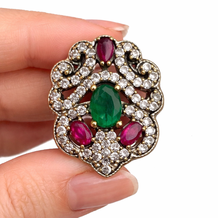 Ottoman Emerald/Ruby Ring  (Size 8)