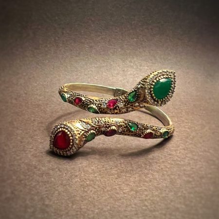 Ottoman Emerald/Ruby Bangle  (Adjustable)