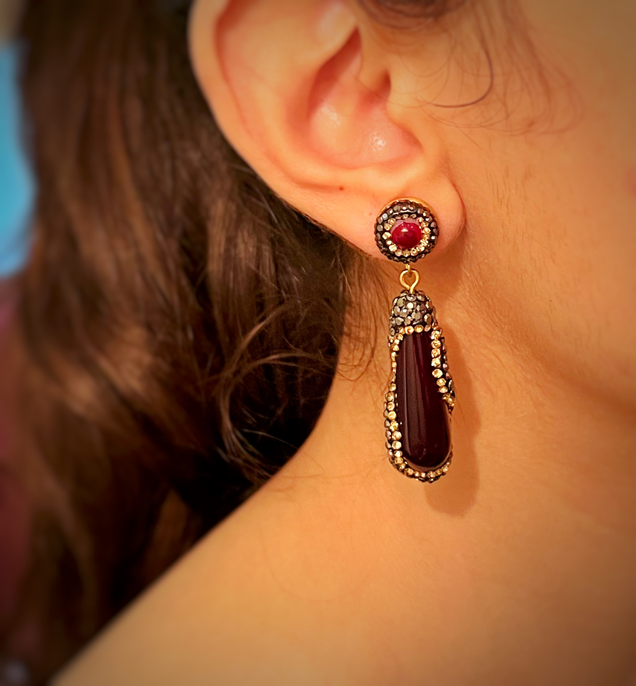 Druzy Garnet Earrings