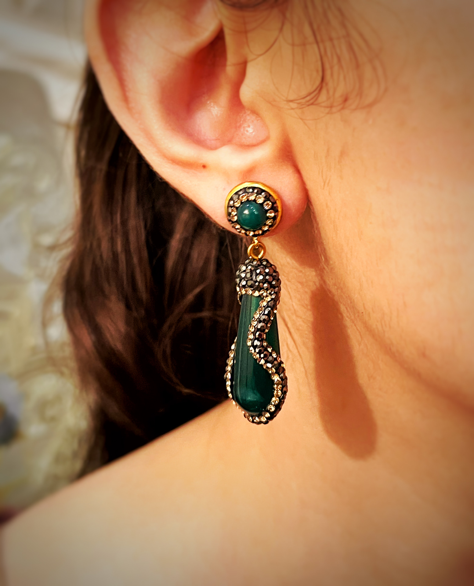 Druzy Emerald Earrings
