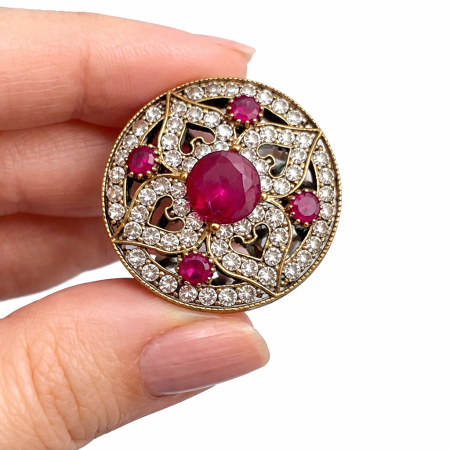 Ottoman Ruby/Zircon Ring (Size 7)