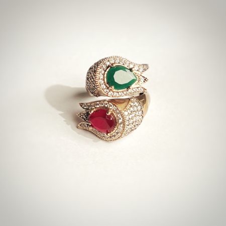 Tulip Ottoman Ruby/Emerald Ring
