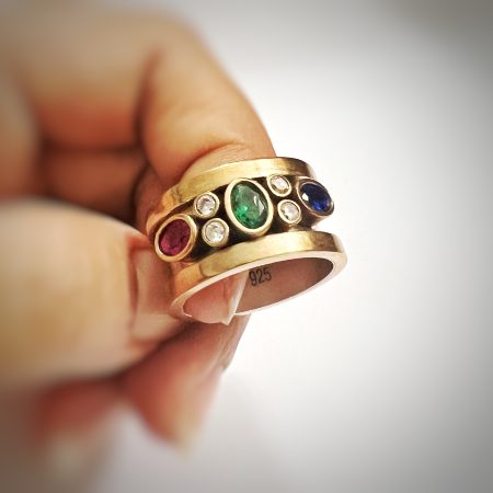 Ottoman Ruby/ Sappire Emerald/Zircon Band Ring
