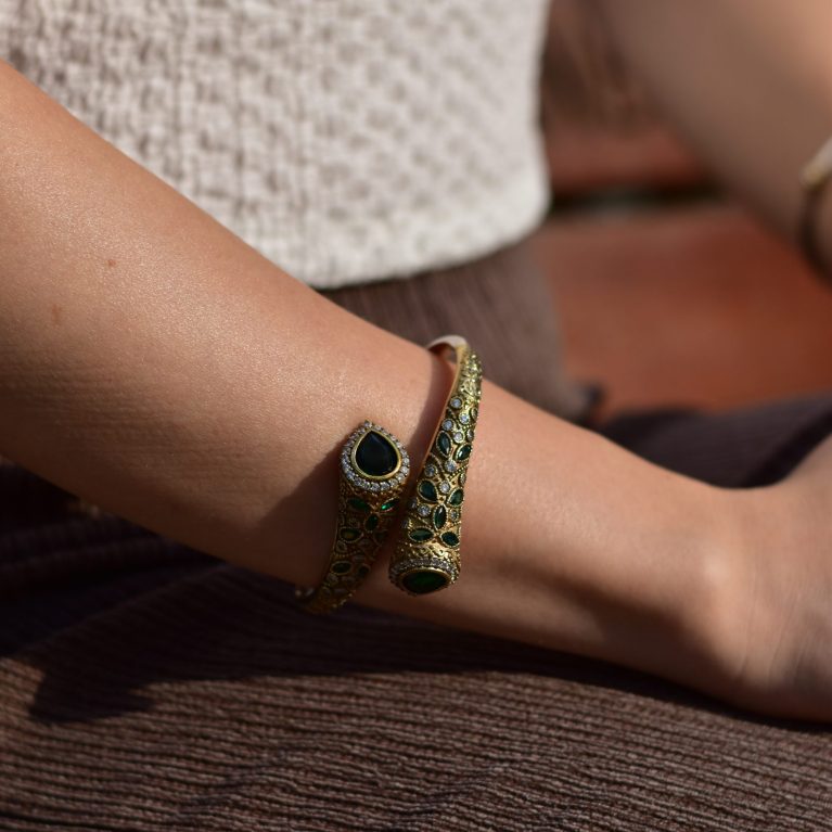 Ottoman Emerald Bangle  (Antique Finish)