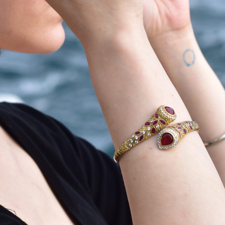 Ottoman Ruby Bangle  (Antique Finish)