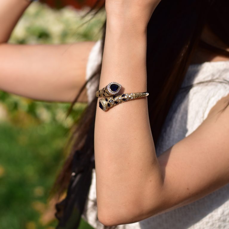 Ottoman Sapphire Bangle  (Antique Finish)