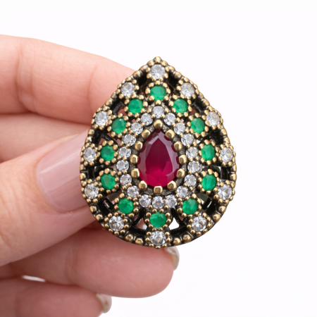 Ottoman Emerald/Ruby Ring  (Size 8)