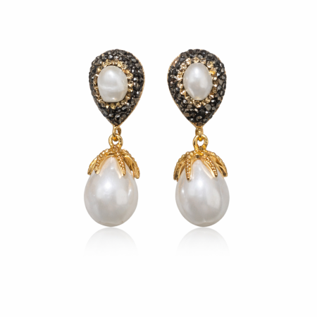 Fresh Water Pearl Marcasite Earrings